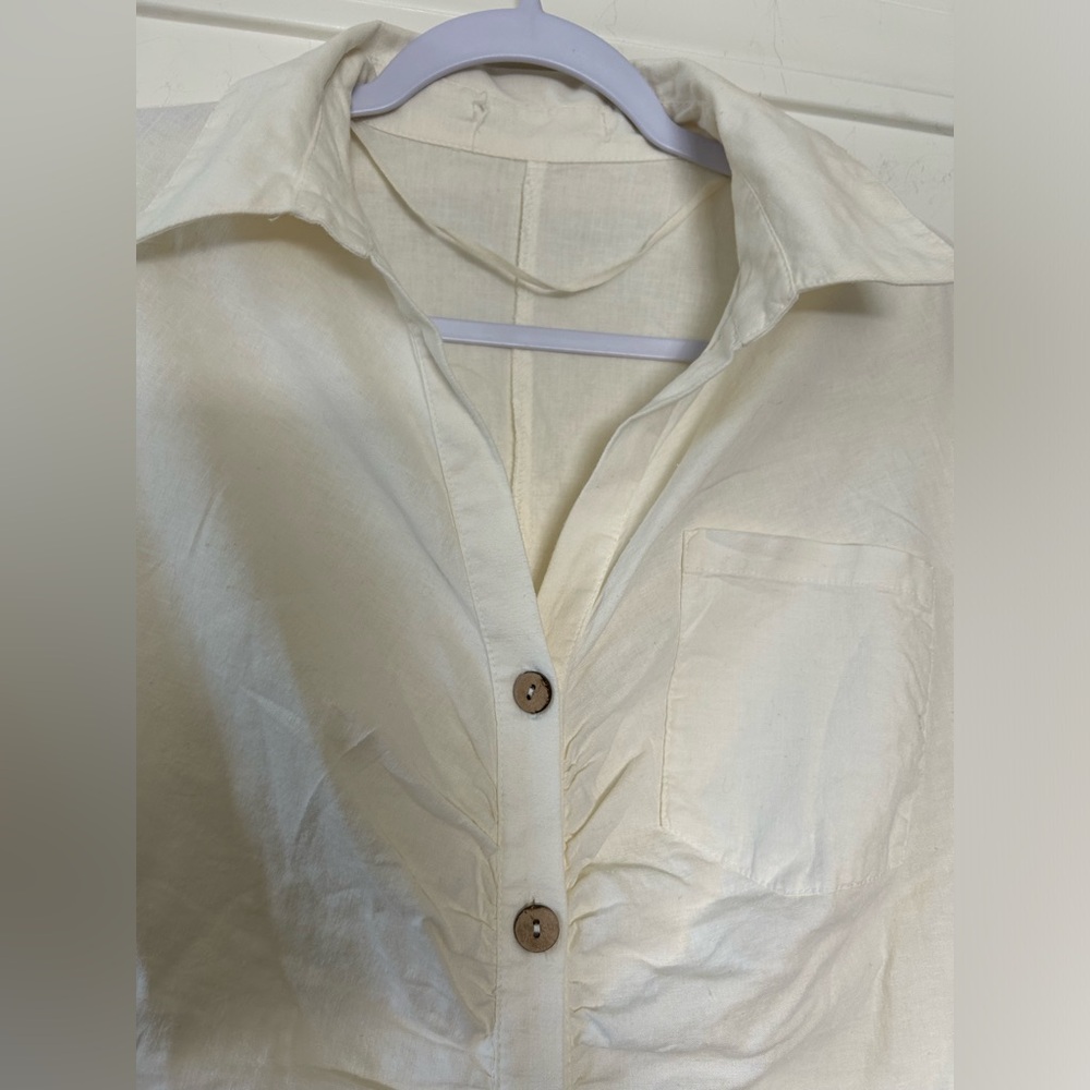 Zara Oyster White Button-Up Shirt Dress Size M - Picture 7 of 12